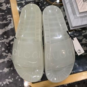 Gucci Clear White Slide Sandals